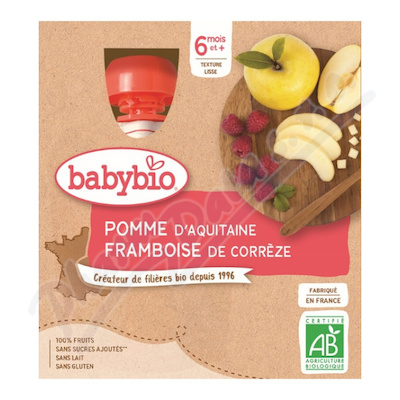 BABYBIO jablko-malina 6m+ 4x90g