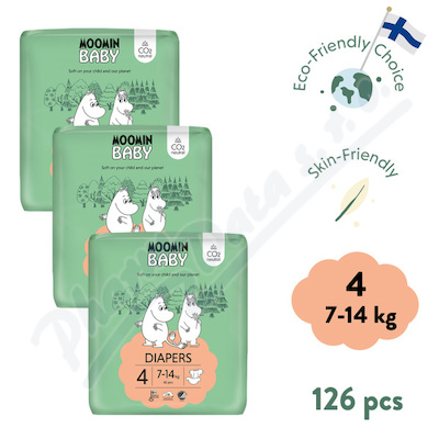 Moomin Baby 4 Maxi 7-14kg eko plenky 3x42ks