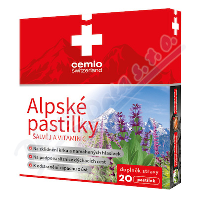 Cemio Alpské pastilky Šalvěj a vitamin C past.20