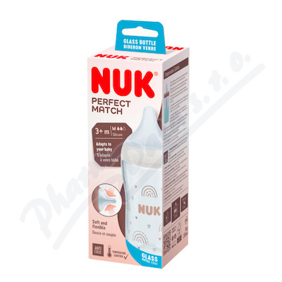 NUK Perfect Match skleněná láhev 3+m 230ml