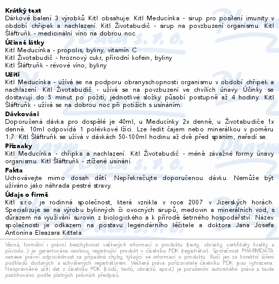 Kitl Šláftruňk+Meducínka+Životabudič 3x500ml