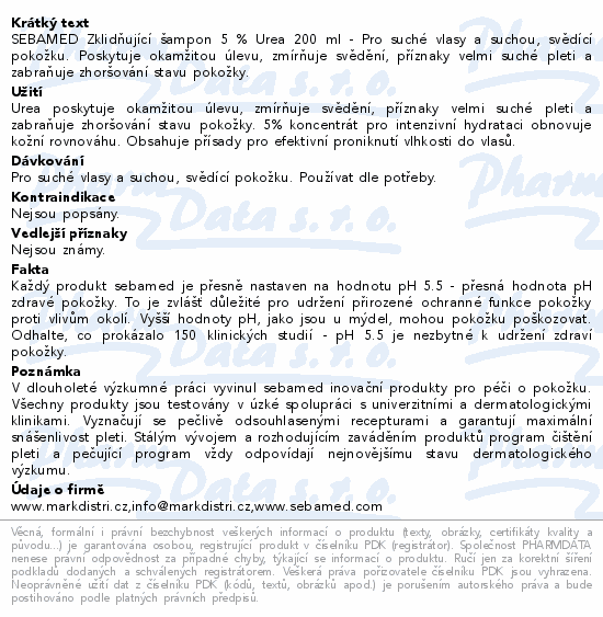 SEBAMED Urea zklidňující šampon 5%urea 200ml