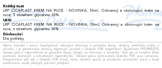 LA ROCHE-POSAY CICAPLAST krém na ruce 50ml