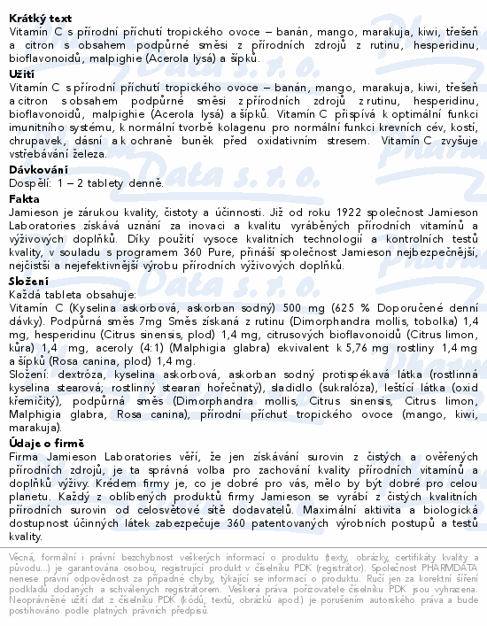 JAMIESON Vitamin C 500mg tr.ov.cucací tbl.100+20