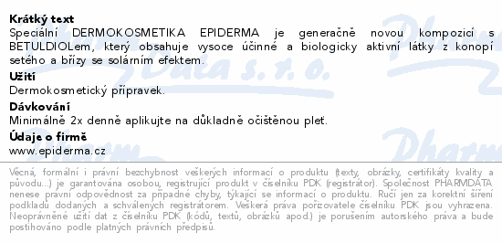 EPIDERMA bioaktivní CBD krém při Lupénce 75ml