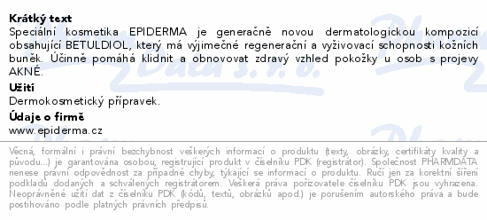 EPIDERMA bioak.krém pokožka s projevem akné 30ml