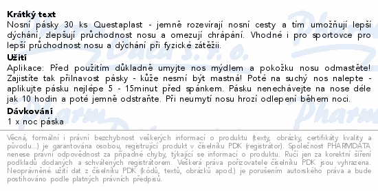 Náplast proti chrápání 30ks Questaplast