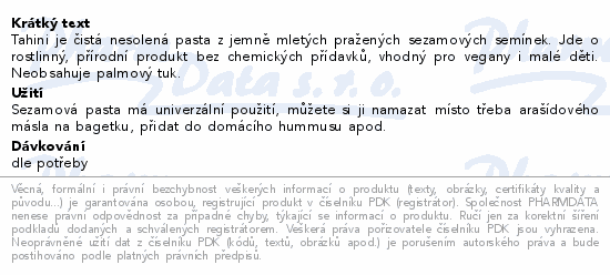 Tahini sezamová pasta 1000 g Wolfberry