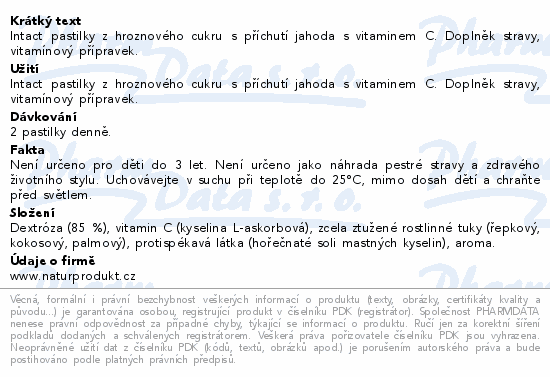 Intact hroznový cukr s vitaminem C Jahoda 40g