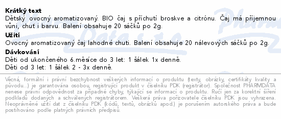 Megafyt Dětský čaj Broskev a citrón BIO 20x2g