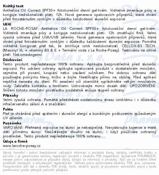 LA ROCHE-POSAY ANTHELIOS gel-krém SPF50+ 50ml