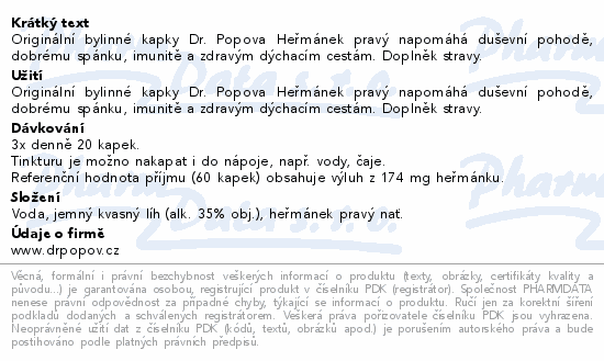 Dr.Popov Kapky bylinné Heřmánek pravý 50ml