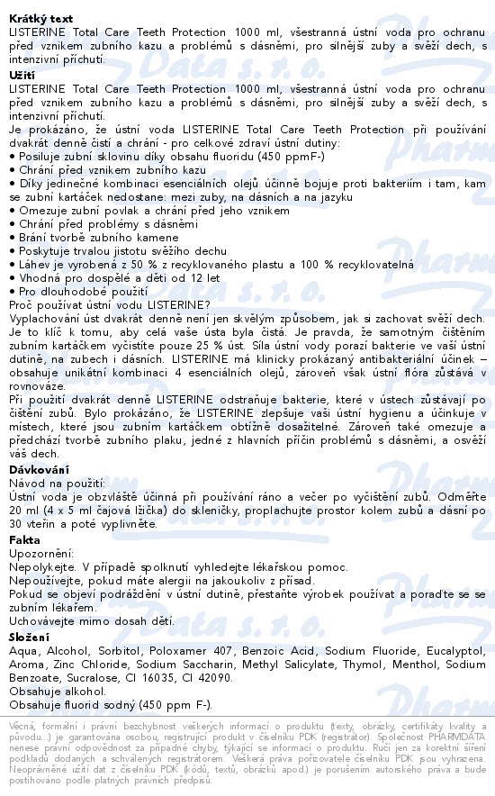 LISTERINE Total Care teeth protection 1L