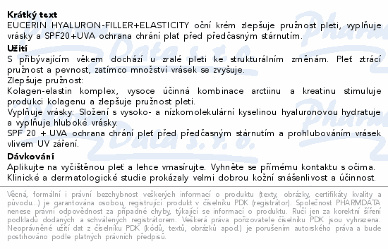 Eucerin HYALURON-FILLER+ELAST.oční kr.SPF20 15ml22