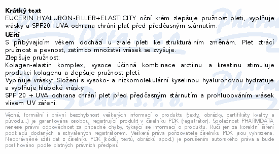 Eucerin HYALURON-FILLER+ELAST.oční krém SPF20 15ml