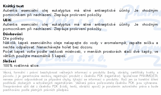 Autentis Esenciální olej Eukalyptus 10ml