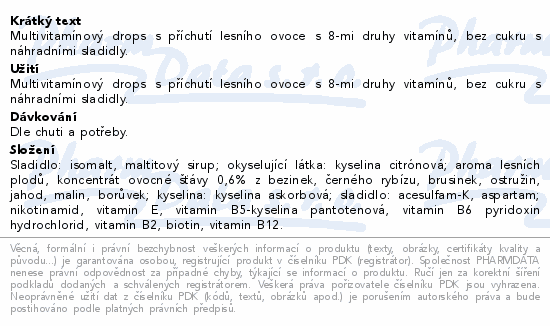 Vivil Multivitamín lesní plody bez cukru 120g