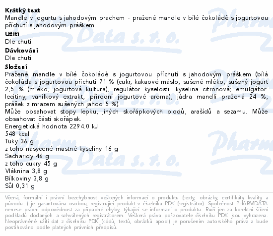 Mixit Mandle v jogurtu s jahodovým prachem 240g