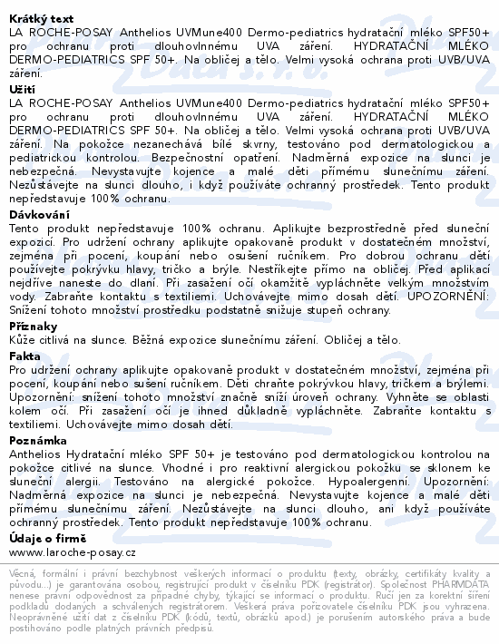 LA ROCHE-POSAY ANTHELIOS mléko děti SPF50+ 75ml