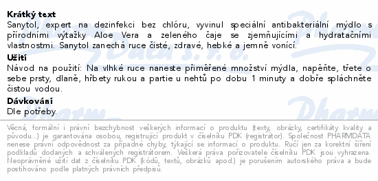 SANYTOL tekuté mýdlo antibakter.Hydratující 250ml