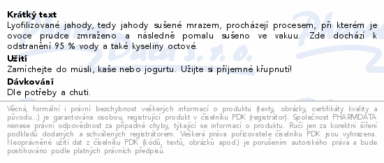 Organis Jahody sušené mrazem XXL 90g