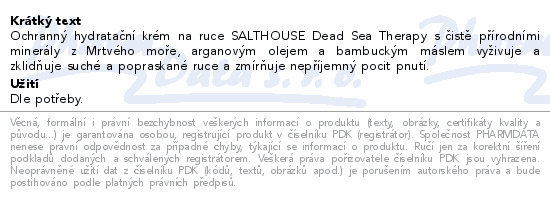 SALT HOUSE Hydratační krém na ruce 75ml