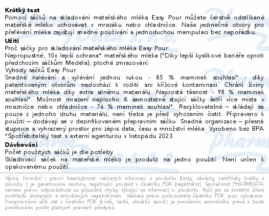 Medela sáčky pro skladování mateřského mléka 25ks