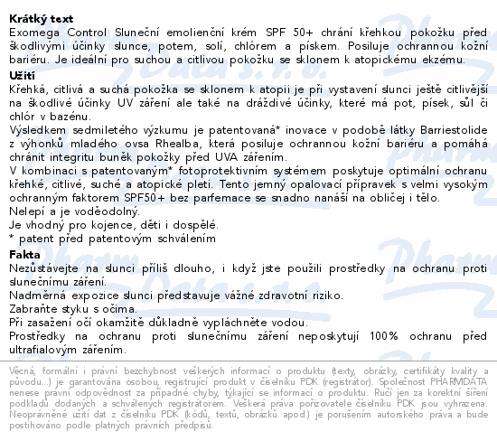 A-DERMA Exomega CONTROL Emolien.krém SPF50+ 150ml