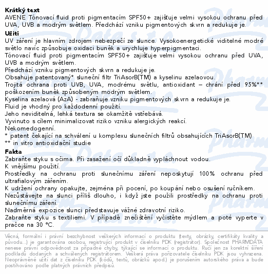 AVENE Tónovací fluid proti pigmentacím SPF50+ 40ml
