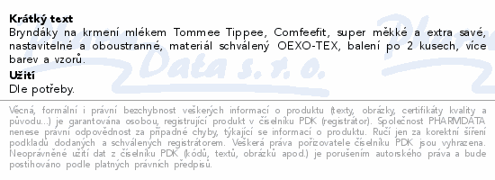 Tommee Tippee Bryndáky na krmení mlékem 0m+ 2ks