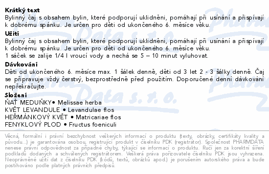 Dětský čaj na spánek od ukonč.6m 20x1g Fytopharma