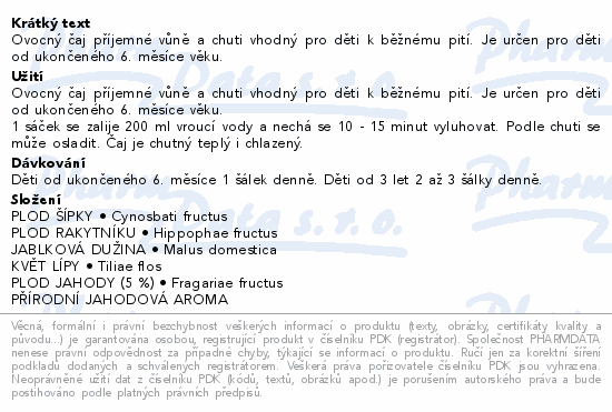 Dětský ovocný čaj jahoda ukon.6m 20x1.5gFytopharma