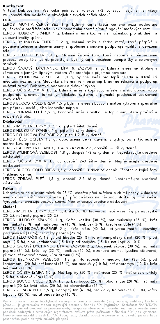 LEROS Svatý týden velikonoční 9x2čajů+9x povídání