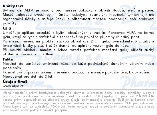 Alpa francovkový masážní gel 100ml