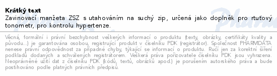 Tonometr rtuťový manžeta suchý zip