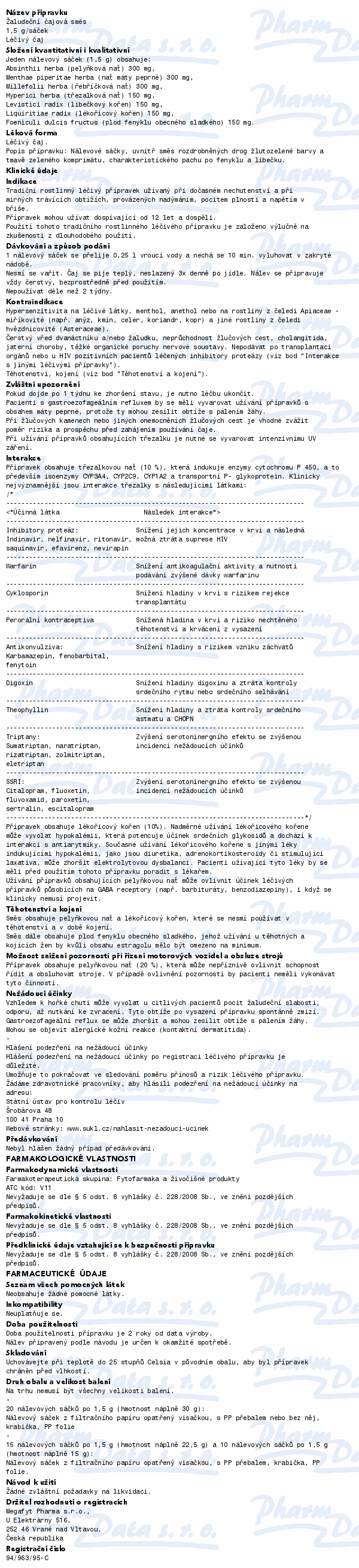 Megafyt Žaludeční čajová směs spc.20